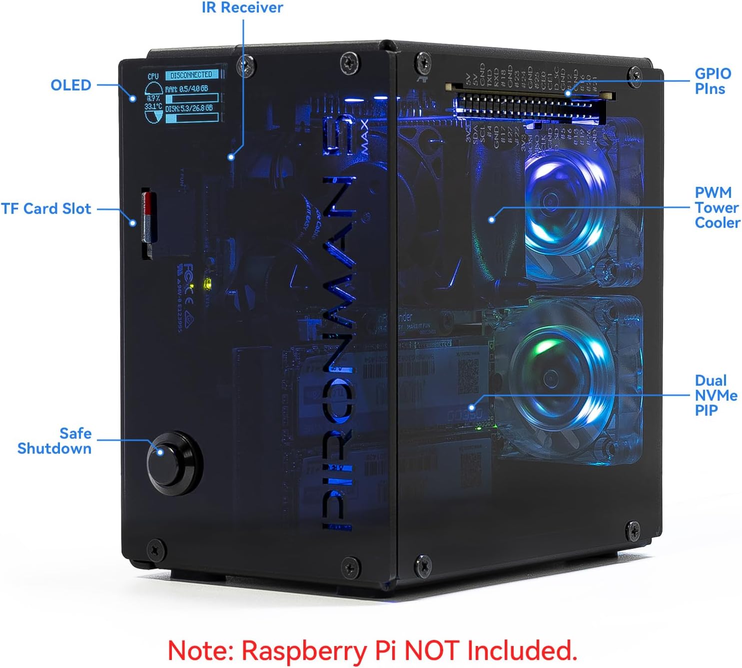 Pironman 5-MAX Dual NVMe M.2 S - Raspberry Pi Ai Kit Hailo-8L recensione e prezzo
